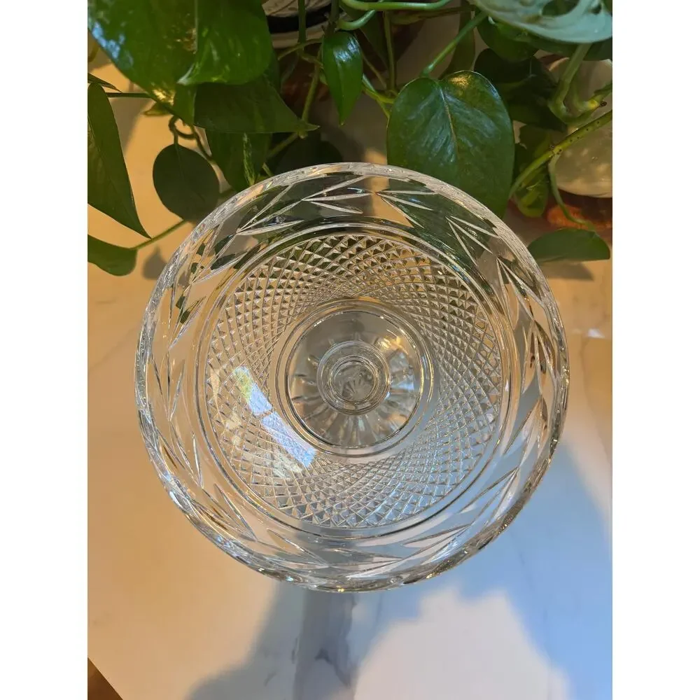 Vintage Galway Crystal “Leah” Compote – Irish Crystal Pedestal Centerpiece Bowl